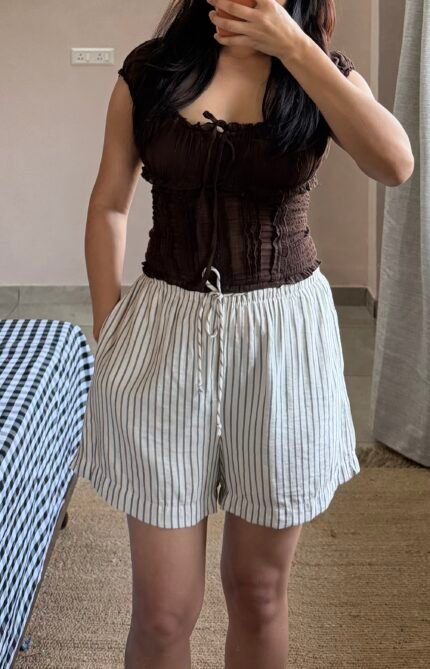 Stripe linen shorts