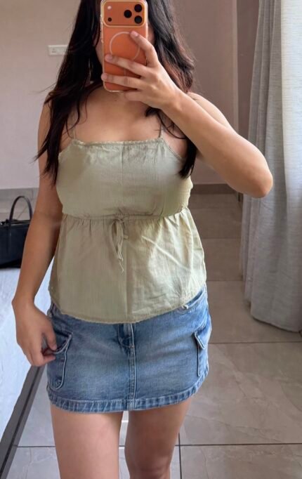 Sage green sleeveless top